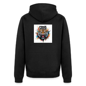 Tigre de l’attitude éternelle - Veste à capuche bio Premium Unisexe - noir - Dos - Nico (187cm)