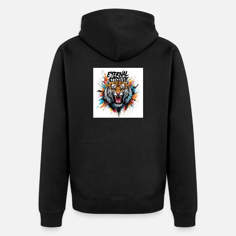Tigre de l’attitude éternelle - Veste à capuche bio Premium Unisexe - noir