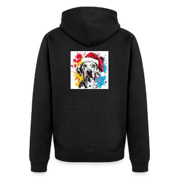Cheerful Dalmatian Santa Splash - Unisex Premium Organic Zip Hoodie - black - Back - Nico (187cm)