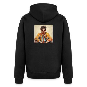 Colorful Artist Portrait Retro Chic - Unisex Premium Organic Zip Hoodie - black - Back - Nico (187cm)
