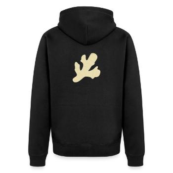 Ingwer - Unisex Premium Bio Zip Hoodie - Schwarz - Hinten - Nico (187cm)