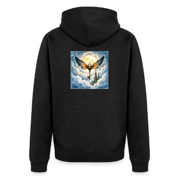 Clé ailée dans le ciel nocturne - Veste à capuche bio Premium Unisexe - noir - Dos - Nico (187cm)