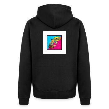 Ich werde zum klassischen Pop-Retro - Unisex Premium Bio Zip Hoodie - Schwarz - Hinten - Nico (187cm)