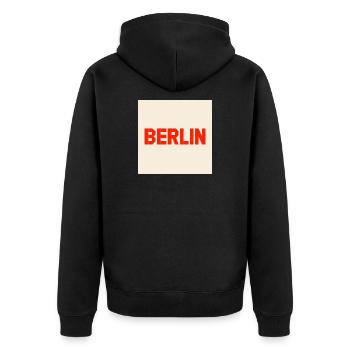 Berlin Bold Block Text - Unisex Premium Organic Zip Hoodie - black - Back - Nico (187cm)
