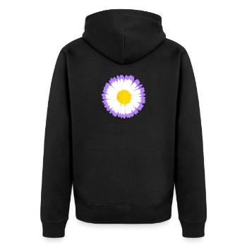 Marguerite violette fleurie avec noyau jaune - Veste à capuche bio Premium Unisexe - noir - Dos - Nico (187cm)