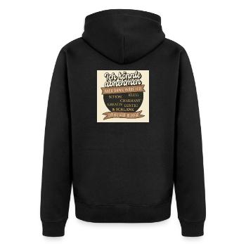 Ich könnte abnehmen – aber das wäre unfair - Unisex Premium Bio Zip Hoodie - Schwarz - Hinten - Nico (187cm)