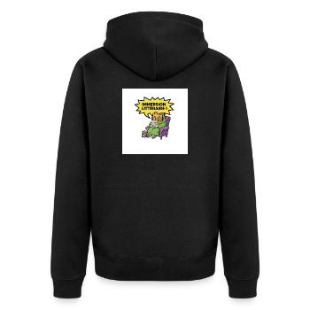 Farbenfrohes literarisches Eintauchen - Unisex Premium Bio Zip Hoodie - Schwarz - Hinten - Nico (187cm)