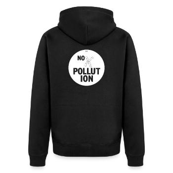 NO POLLUTION - Unisex Premium Bio Zip Hoodie - Schwarz - Hinten - Nico (187cm)