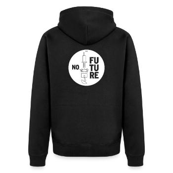 NO FUTURE - Unisex Premium Bio Zip Hoodie - Schwarz - Hinten - Nico (187cm)