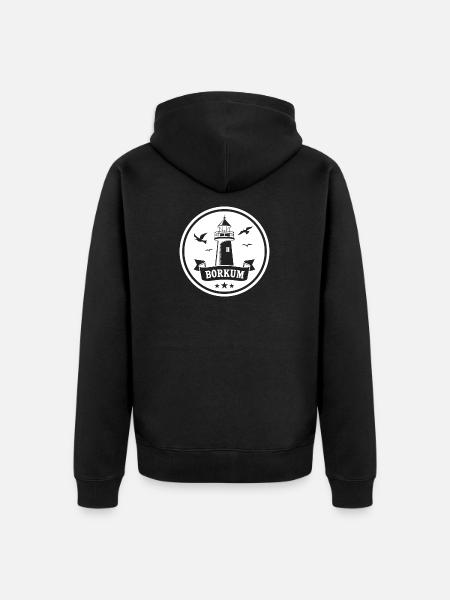 Leuchtturm Borkum Maritimes Emblem - Unisex Premium Bio Zip Hoodie - Schwarz