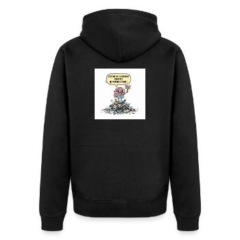 Kreatives Chaos-Gehirn - Unisex Premium Bio Zip Hoodie - Schwarz - Hinten - Nico (187cm)