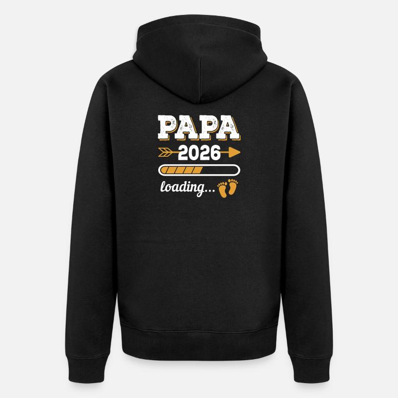 Papa 2026 Chargement Cadeau Future Dad - Veste à capuche bio Premium Unisexe - noir