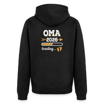 Oma 2026 Loading Zukünftige Großmutter Geschenk - Unisex Premium Bio Zip Hoodie - Schwarz - Hinten - Nico (187cm)