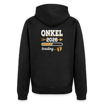 Onkel 2026 Loading Zukünftiger Onkel Geschenk - Unisex Premium Bio Zip Hoodie - Schwarz - Hinten - Nico (187cm)