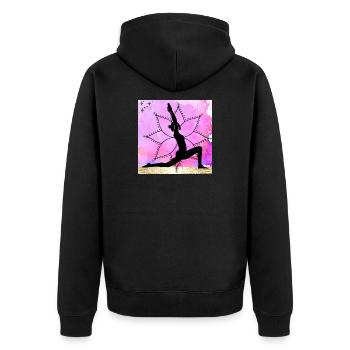 Yoga Silhouette on Mandala - Unisex Premium Organic Zip Hoodie - black - Back - Nico (187cm)