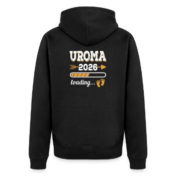 Uroma 2026 Loading Zukünftige Urgroßmutte Geschenk - Unisex Premium Bio Zip Hoodie - Schwarz - Hinten - Nico (187cm)