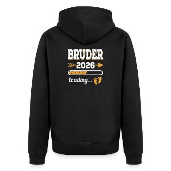 Brother 2026 Loading Siblings-to-be Gift - Unisex Premium Organic Zip Hoodie - black - Back - Nico (187cm)
