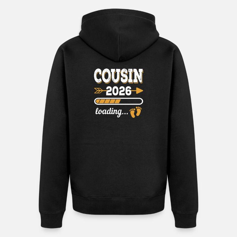 Cousin 2026 Loading Großer Cousin Geschenk - Unisex Premium Bio Zip Hoodie - Schwarz