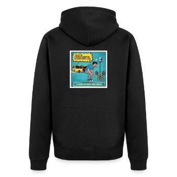 Hohe Messlatte für morgen - Unisex Premium Bio Zip Hoodie - Schwarz - Hinten - Nico (187cm)