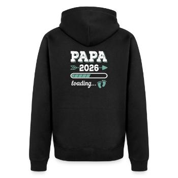 Dad 2026 Loading Father-to-be Gift Idea - Unisex Premium Organic Zip Hoodie - black - Back - Nico (187cm)