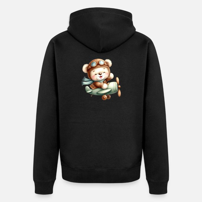Aviateur Teddy - Veste à capuche bio Premium Unisexe - noir