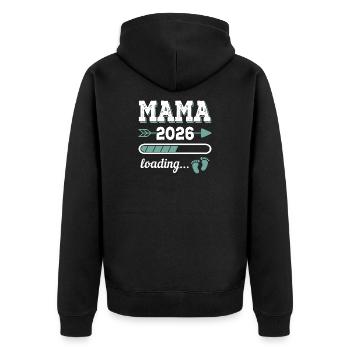 Mama 2026 Loading Werdender Mutter Geschenkidee - Unisex Premium Bio Zip Hoodie - Schwarz - Hinten - Nico (187cm)