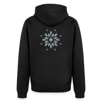 Ethno-Stern aus Türkis- und Silberperlen - Unisex Premium Bio Zip Hoodie - Schwarz - Hinten - Nico (187cm)