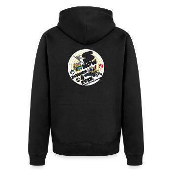1423-snow_buddies_geel - Unisex Premium Organic Zip Hoodie - black - Back - Nico (187cm)