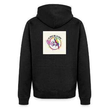 Papagei Summen - Unisex Premium Bio Zip Hoodie - Schwarz - Hinten - Nico (187cm)