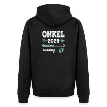 Onkel 2026 Loading Werdender Onkel Geschenkidee - Unisex Premium Bio Zip Hoodie - Schwarz - Hinten - Nico (187cm)