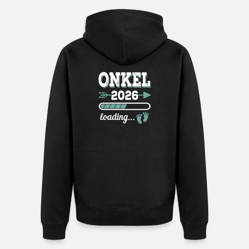Onkel 2026 Loading Werdender Onkel Geschenkidee - Unisex Premium Bio Zip Hoodie - Schwarz