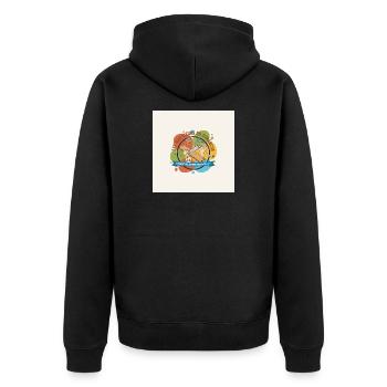 Sonntagshandwerker Künstlerische Note - Unisex Premium Bio Zip Hoodie - Schwarz - Hinten - Nico (187cm)