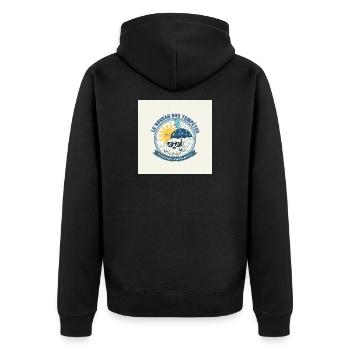 Das Büro der Stürme - Sonne und Regen - Unisex Premium Bio Zip Hoodie - Schwarz - Hinten - Nico (187cm)