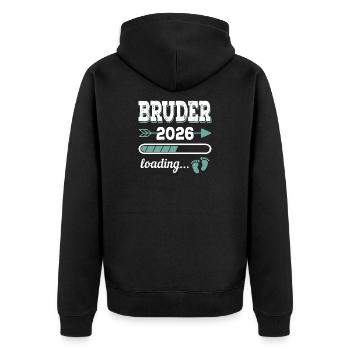 Brother 2026 Loading Siblings-to-be Gift - Unisex Premium Organic Zip Hoodie - black - Back - Nico (187cm)