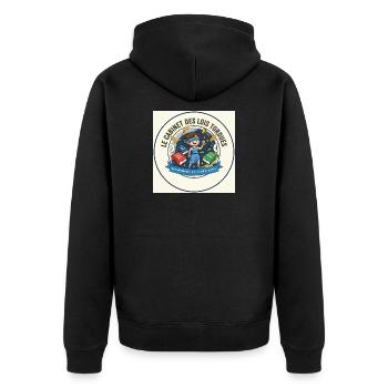 Das Kabinett der Torbude-Gesetze - Unisex Premium Bio Zip Hoodie - Schwarz - Hinten - Nico (187cm)