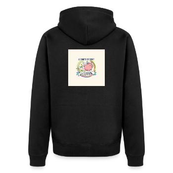 Der Graf ist ein gutes geflügeltes Schwein - Unisex Premium Bio Zip Hoodie - Schwarz - Hinten - Nico (187cm)