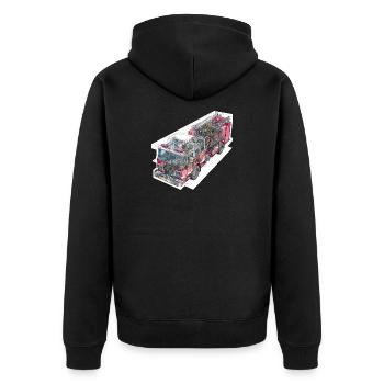 Feuerwehr Truck Detailtechnik - Unisex Premium Bio Zip Hoodie - Schwarz - Hinten - Nico (187cm)