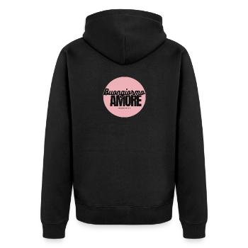 Buongiorno Amore Pink Circle - Unisex Premium Organic Zip Hoodie - black - Back - Nico (187cm)