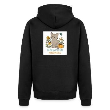 Cat-friendly floral splendour - Unisex Premium Organic Zip Hoodie - black - Back - Nico (187cm)