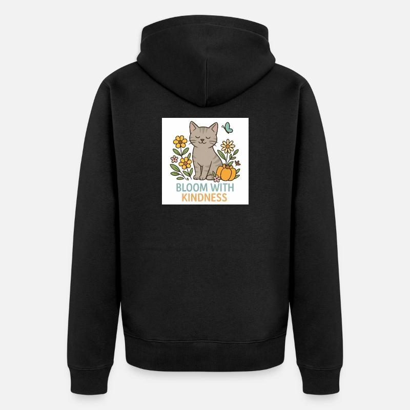 Splendeur florale adaptée aux chats - Veste à capuche bio Premium Unisexe - noir