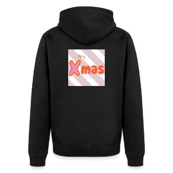 Merry Xmas Groovy Typo - Unisex Premium Bio Zip Hoodie - Schwarz - Hinten - Nico (187cm)