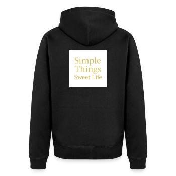 Simple Things Sweet Life (Édition Or) - Veste à capuche bio Premium Unisexe - noir - Dos - Nico (187cm)