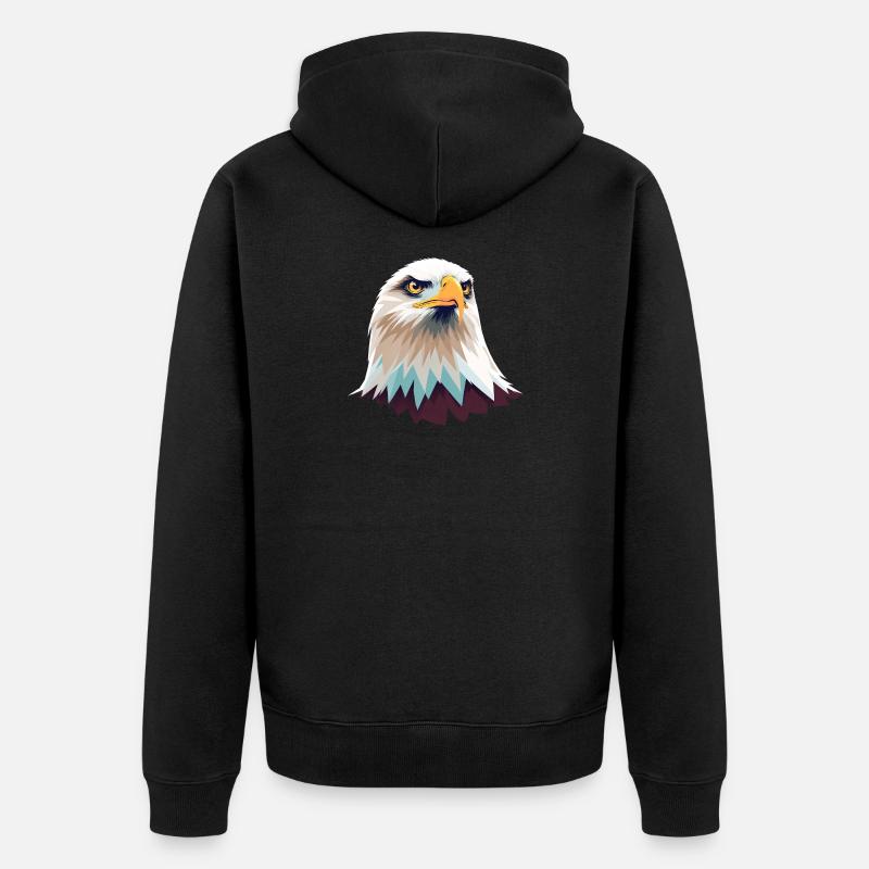 Illustration géométrique de tête d’aigle - Veste à capuche bio Premium Unisexe - noir