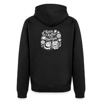 Les chats et le café Ma thérapie - Veste à capuche bio Premium Unisexe - noir - Dos - Nico (187cm)