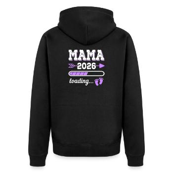 Mama 2026 Loading Schwangerschaft Geschenkidee - Unisex Premium Bio Zip Hoodie - Schwarz - Hinten - Nico (187cm)