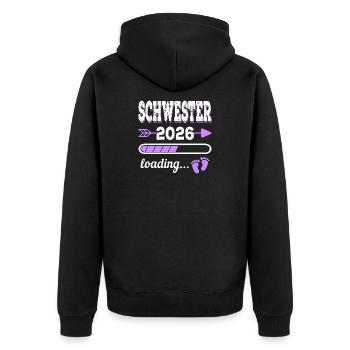 Sister 2026 Loading Birth Gift Idea - Unisex Premium Organic Zip Hoodie - black - Back - Nico (187cm)