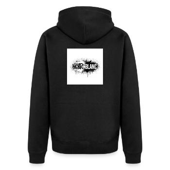 Nordweißer Graffiti-Blitz - Unisex Premium Bio Zip Hoodie - Schwarz - Hinten - Nico (187cm)