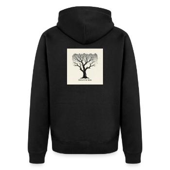 Stadtbaum Linolschnitt "Sketch the Grey" - Unisex Premium Bio Zip Hoodie - Schwarz - Hinten - Nico (187cm)
