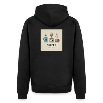 Kaffee Code Design - Unisex Premium Bio Zip Hoodie - Schwarz - Hinten - Nico (187cm)