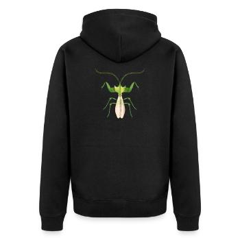 Tropisches Insekt in Grün – filigrane Teufelsblume - Unisex Premium Bio Zip Hoodie - Schwarz - Hinten - Nico (187cm)